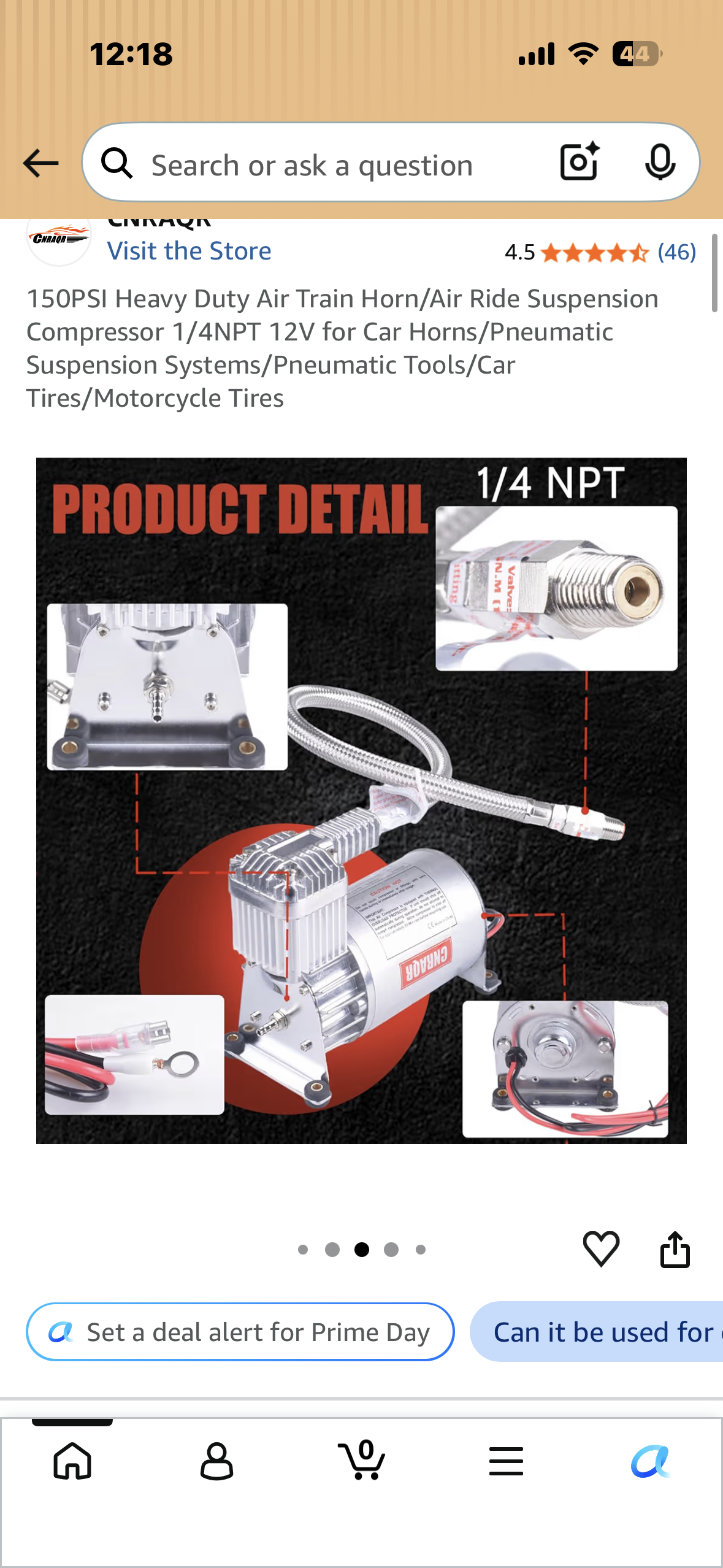 150PSI Heavy Duty Air Train Horn/Air Ride Suspension Compressor, 1/4NPT 12V for Car Horns/Pneumatic Suspension Systems/Pneumatic Tools/Car Tires/Motorcycle Tires