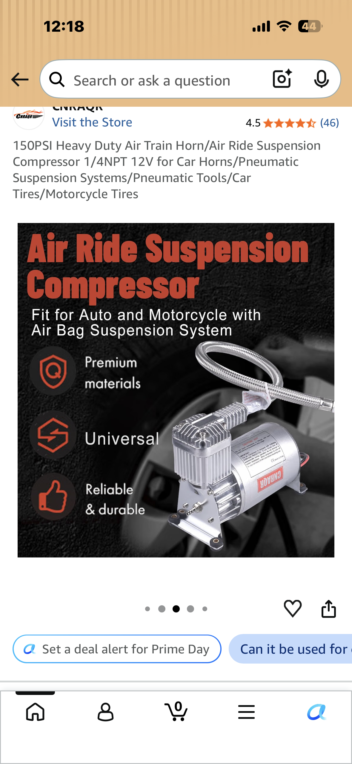 150PSI Heavy Duty Air Train Horn/Air Ride Suspension Compressor, 1/4NPT 12V for Car Horns/Pneumatic Suspension Systems/Pneumatic Tools/Car Tires/Motorcycle Tires