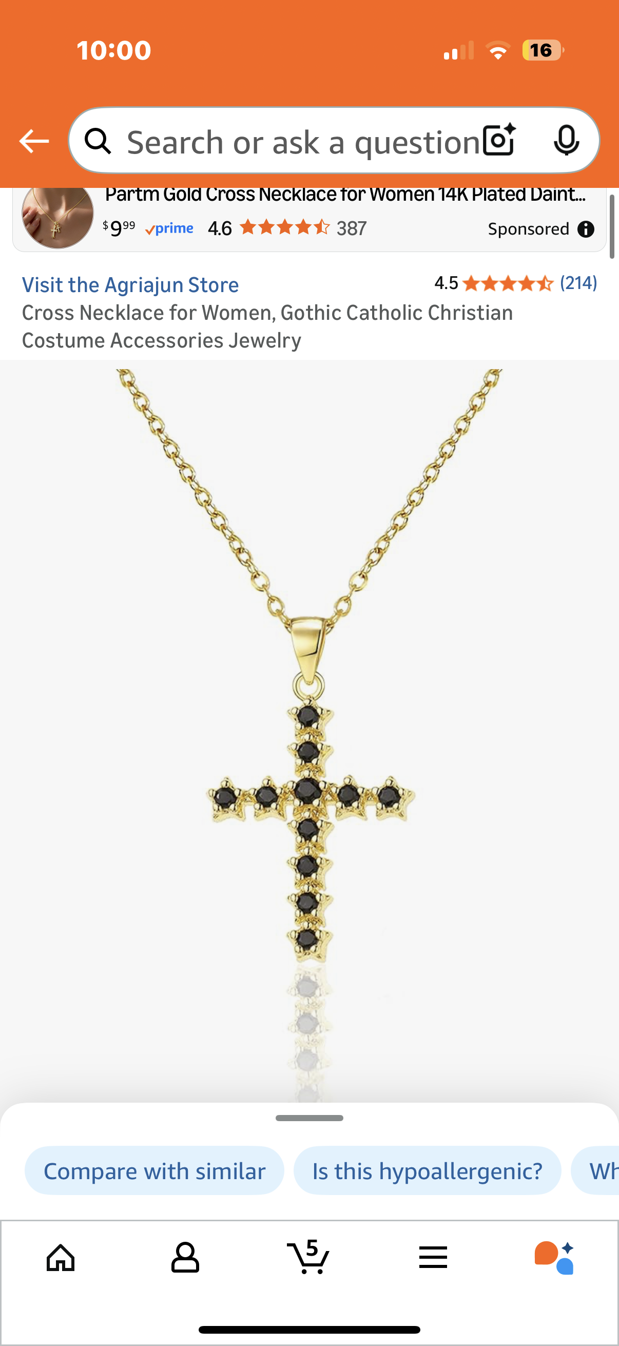 Cross Necklace for Women, Gothic Catholic Christian Costume Accessories Jewelry