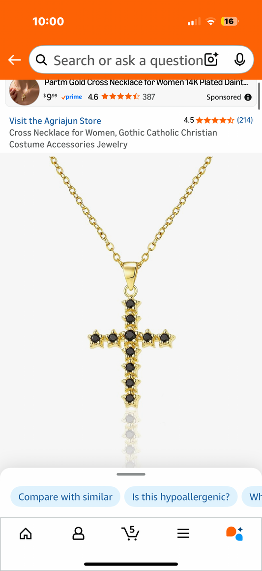 Cross Necklace for Women, Gothic Catholic Christian Costume Accessories Jewelry