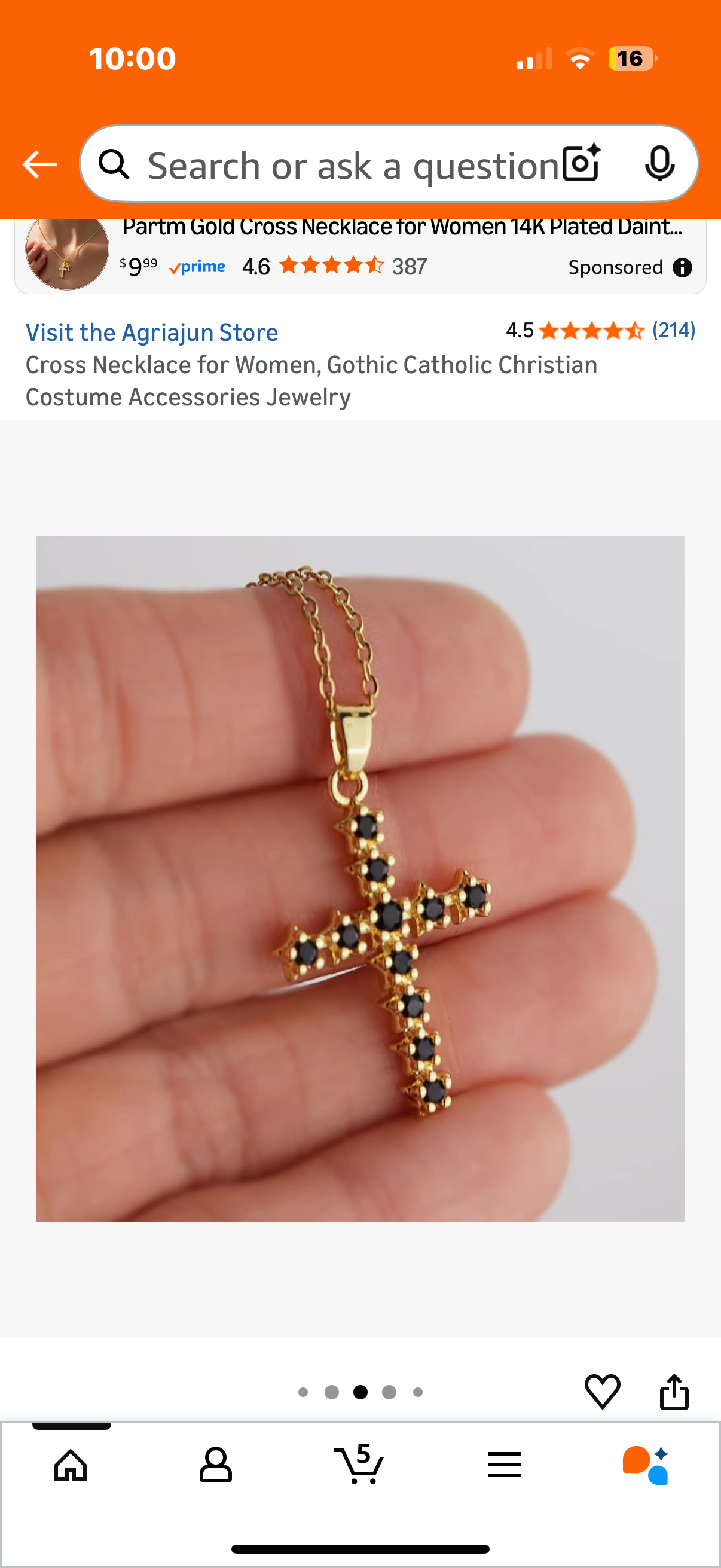 Cross Necklace for Women, Gothic Catholic Christian Costume Accessories Jewelry
