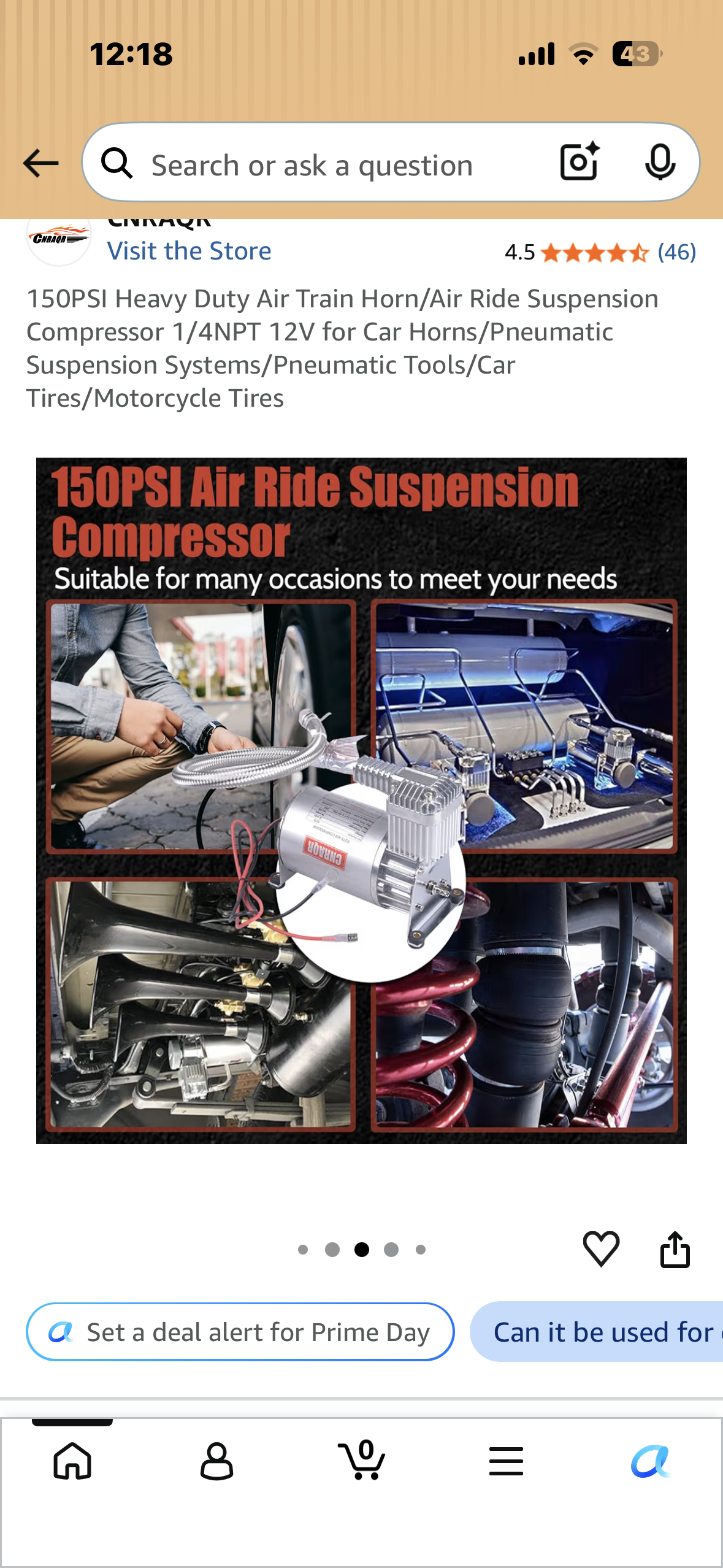 150PSI Heavy Duty Air Train Horn/Air Ride Suspension Compressor, 1/4NPT 12V for Car Horns/Pneumatic Suspension Systems/Pneumatic Tools/Car Tires/Motorcycle Tires