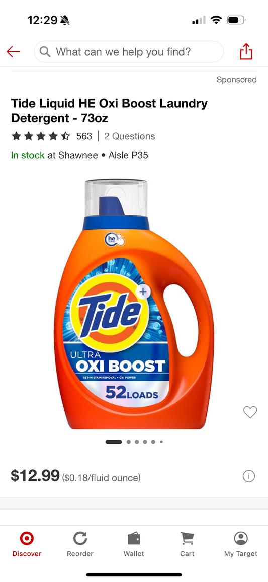 Tide Liquid HE Oxi Boost Laundry Detergent - 73oz