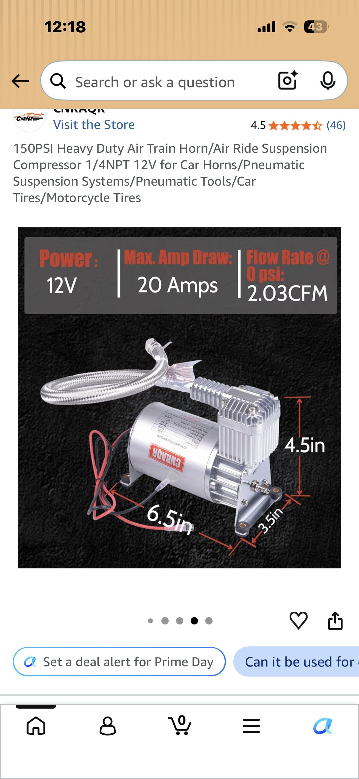 150PSI Heavy Duty Air Train Horn/Air Ride Suspension Compressor, 1/4NPT 12V for Car Horns/Pneumatic Suspension Systems/Pneumatic Tools/Car Tires/Motorcycle Tires