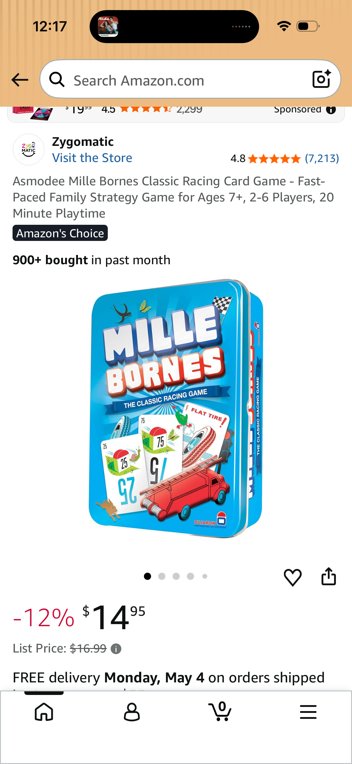Asmodee Mille Bornes Classic Racing Card Game - Fast-Paced Family Strategy Game for Ages 7+, 2-6 Players, 20 Minute Playtime