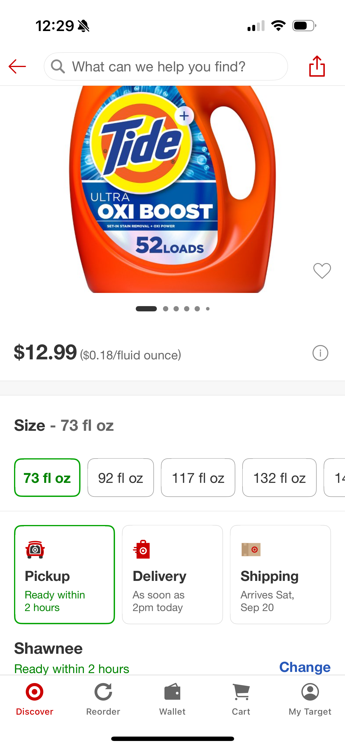 Tide Liquid HE Oxi Boost Laundry Detergent - 73oz