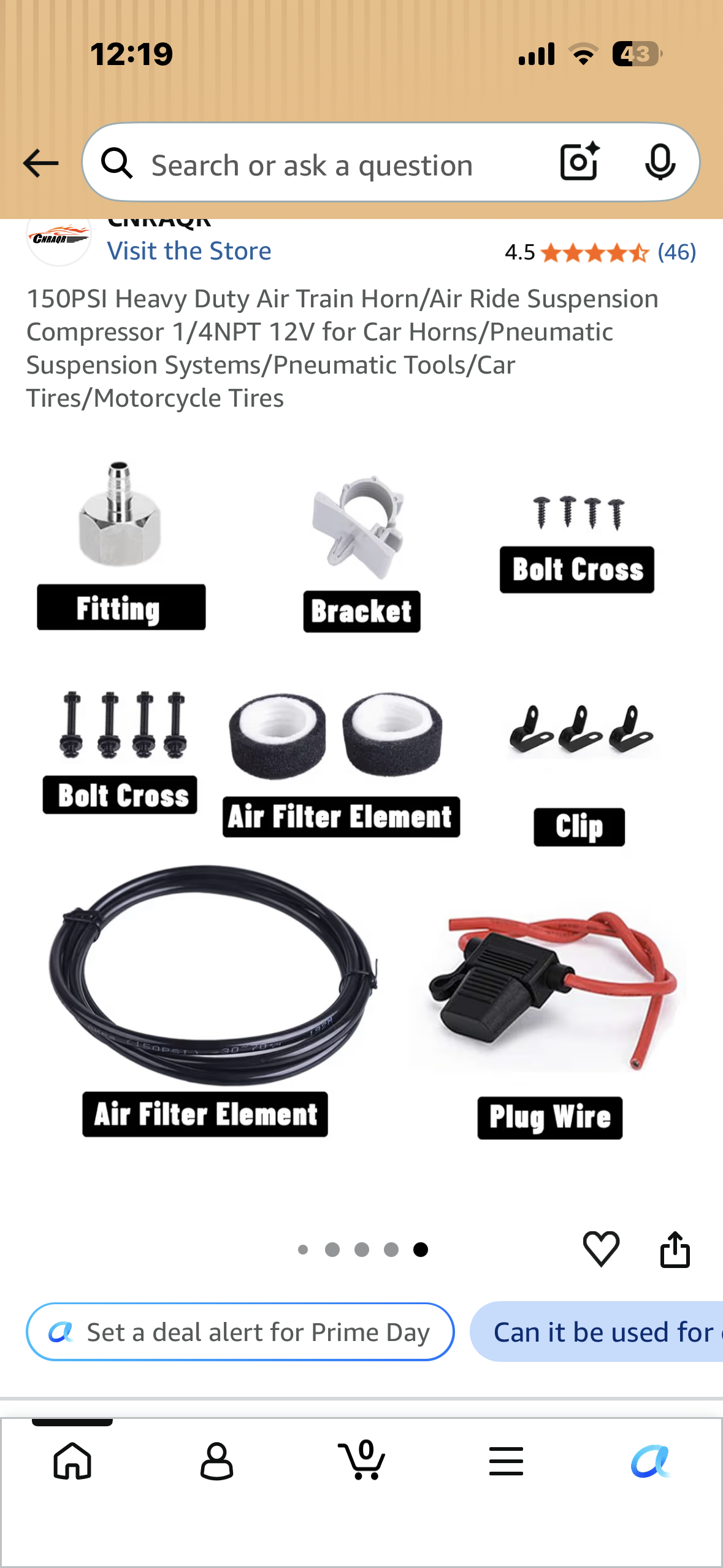150PSI Heavy Duty Air Train Horn/Air Ride Suspension Compressor, 1/4NPT 12V for Car Horns/Pneumatic Suspension Systems/Pneumatic Tools/Car Tires/Motorcycle Tires
