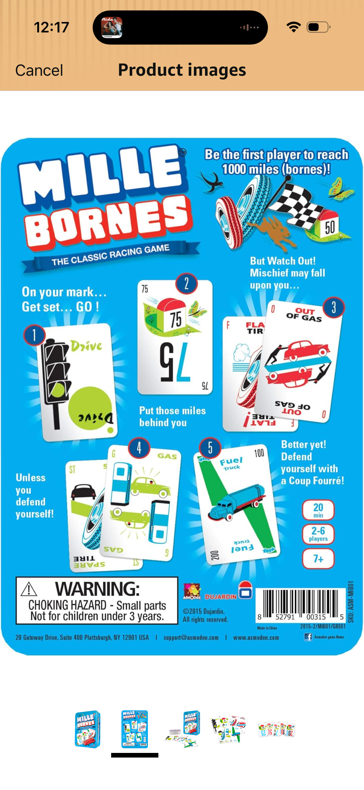 Asmodee Mille Bornes Classic Racing Card Game - Fast-Paced Family Strategy Game for Ages 7+, 2-6 Players, 20 Minute Playtime