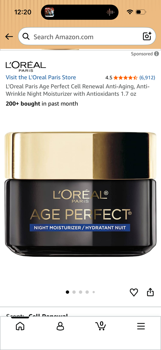 L'Oreal Paris Age Perfect Cell Renewal Anti-Aging, Anti-Wrinkle Night Moisturizer with Antioxidants 1.7 oz
