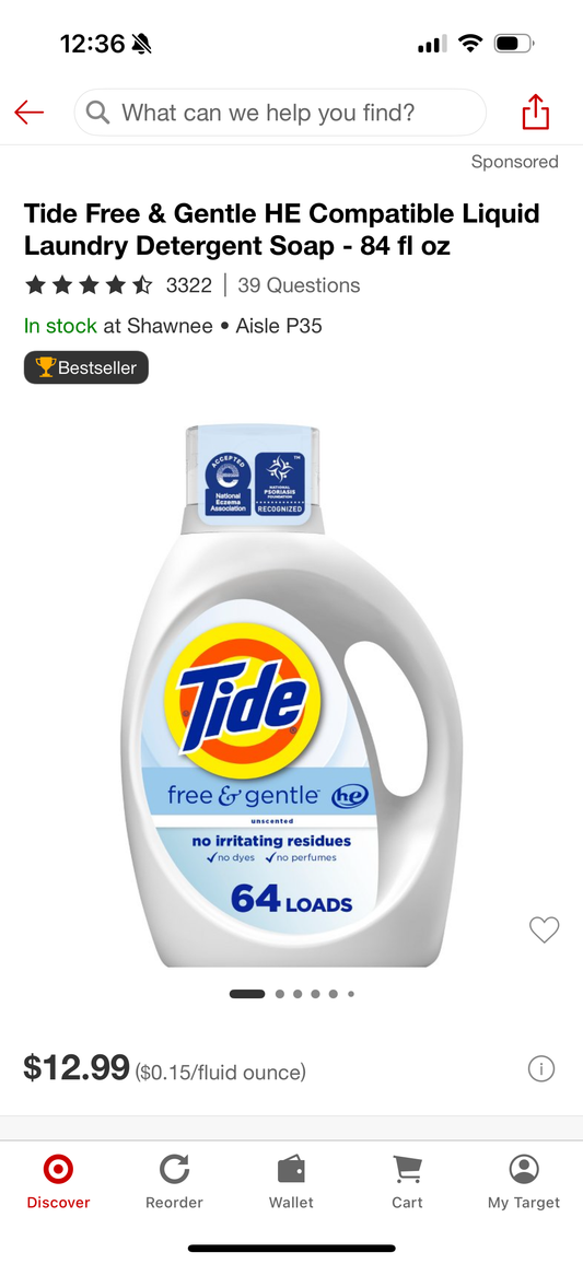 Tide Free & Gentle HE Compatible Liquid Laundry Detergent Soap - 84 fl oz