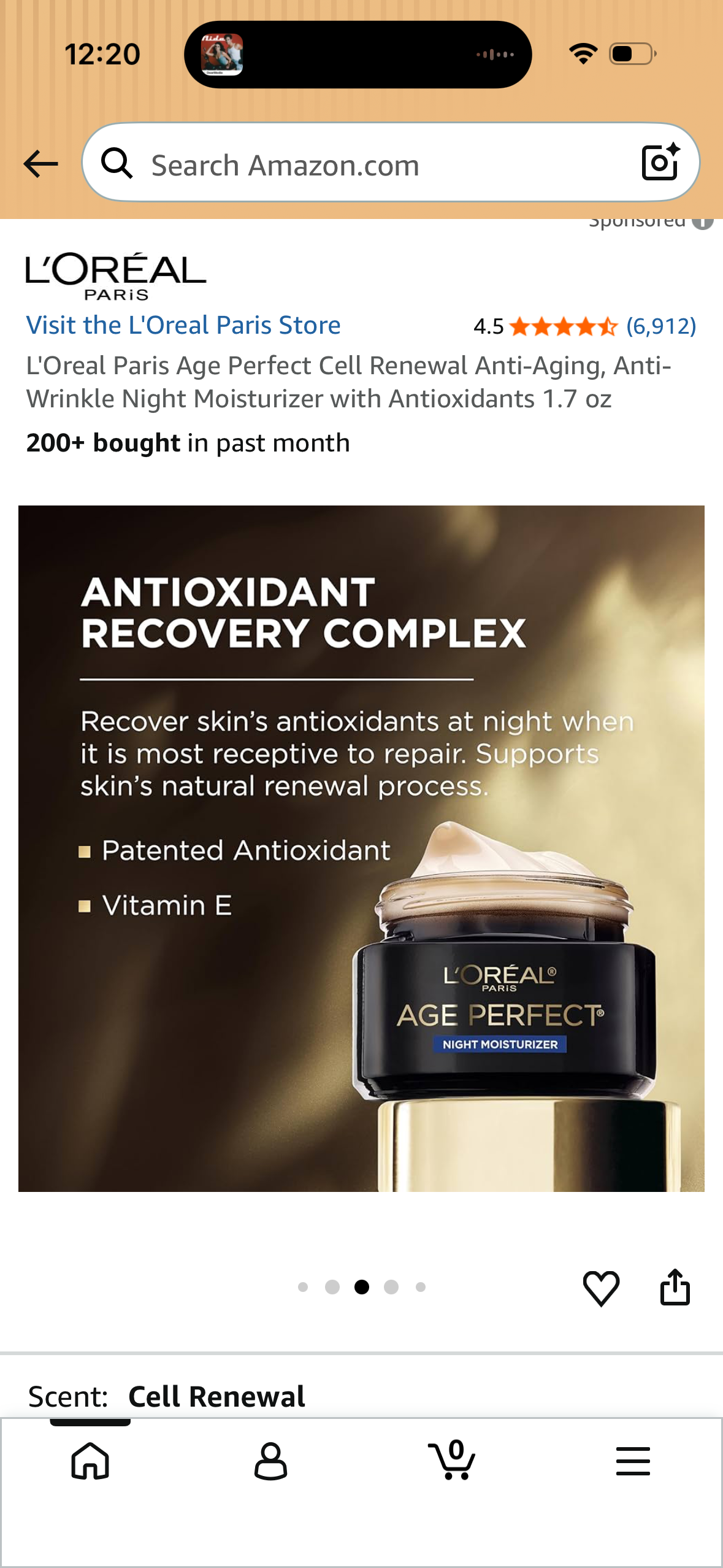 L'Oreal Paris Age Perfect Cell Renewal Anti-Aging, Anti-Wrinkle Night Moisturizer with Antioxidants 1.7 oz