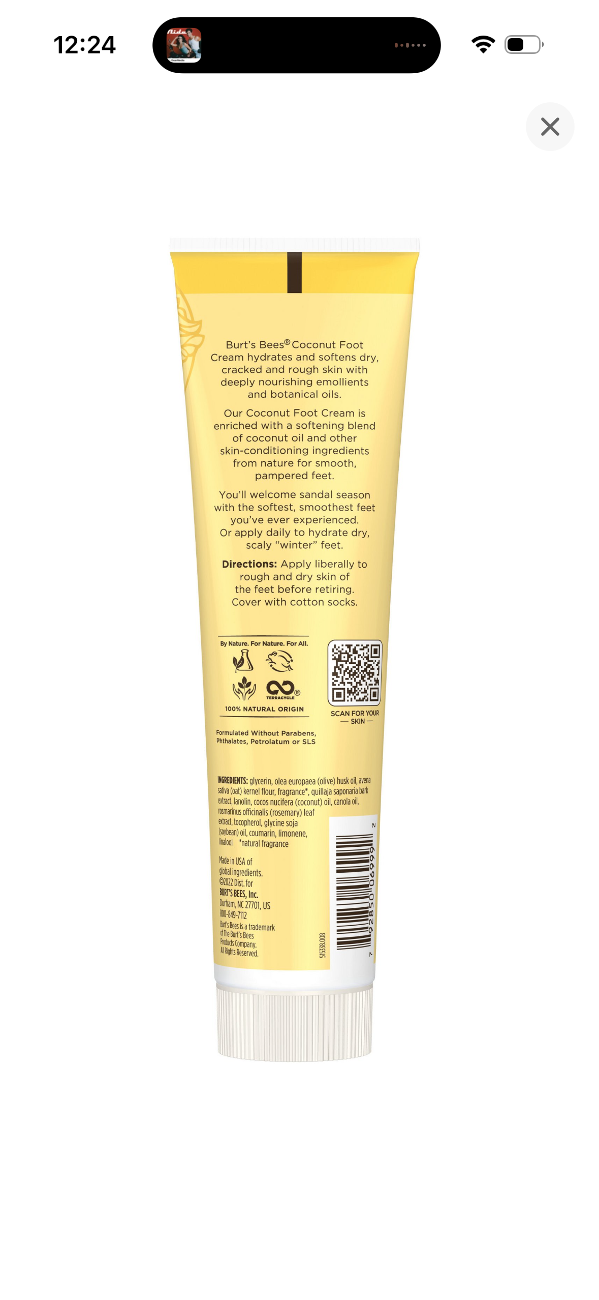 Burt's Bees Foot Cream Lotion - Coconut - 4.34oz: Paraben-Free, Sulfate-Free, Deep Hydration, Normal/Dry Skin