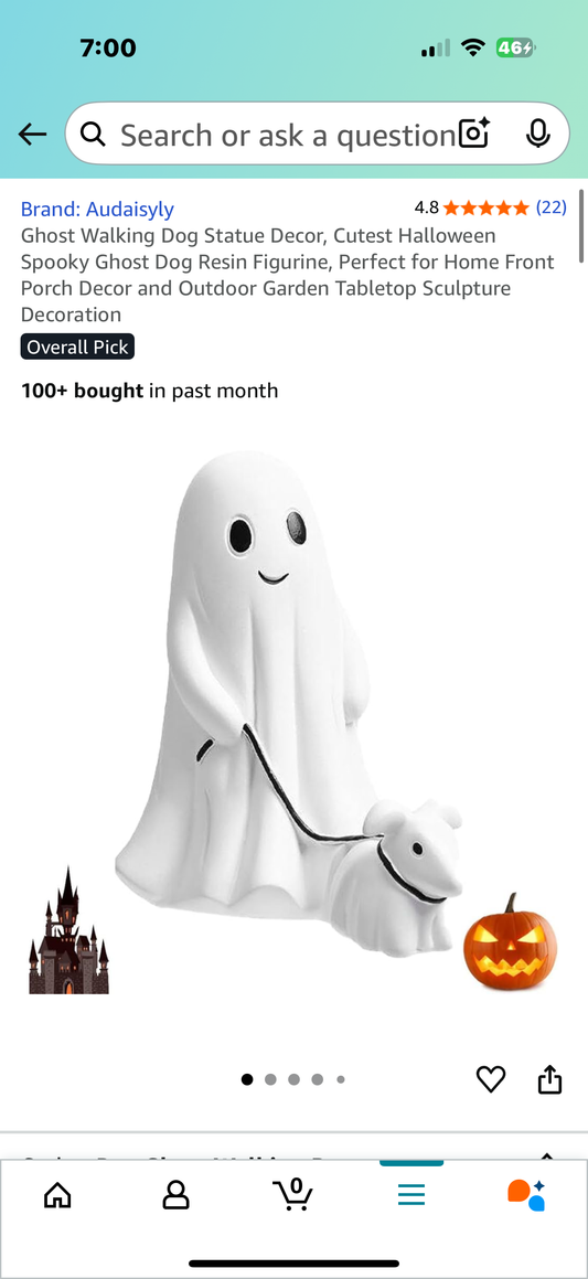 Ghost Walking Dog Statue Decor, Cutest Halloween Spooky Ghost Dog Resin Figurine, Perfect for Home Front Porch Decor and Outdoor Garden Tabletop Sculpture Decoration
