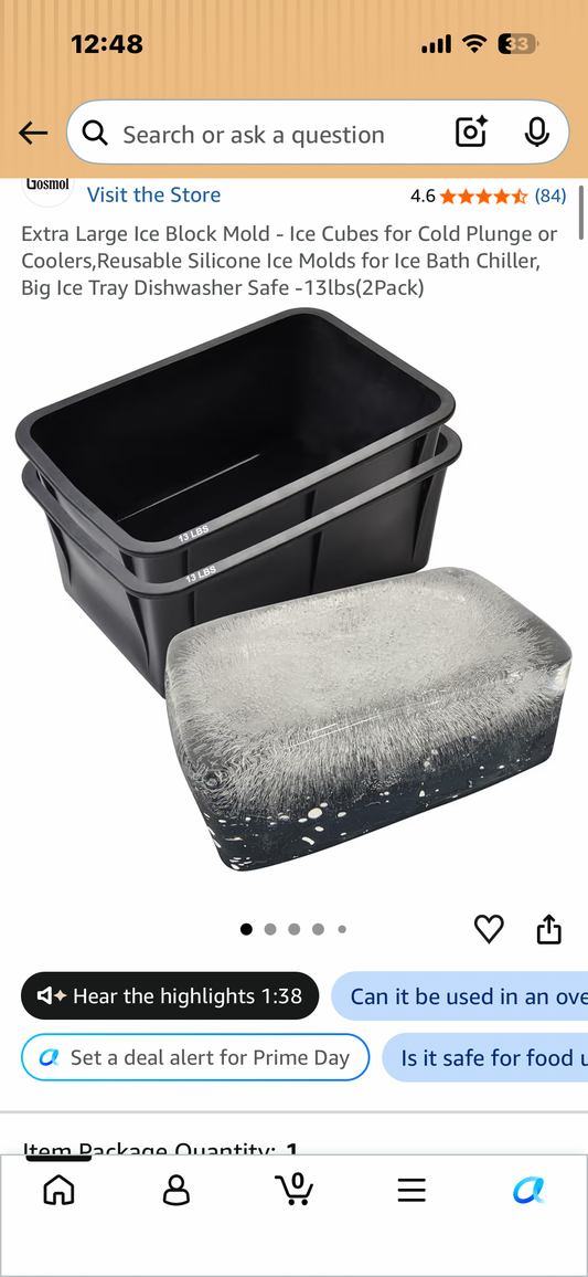 Extra Large Ice Block Mold - Ice Cubes for Cold Plunge or Coolers, Reusable Silicone Ice Molds for Ice Bath Chiller, Big Ice Tray, Dishwasher Safe -13lbs(2Pack)