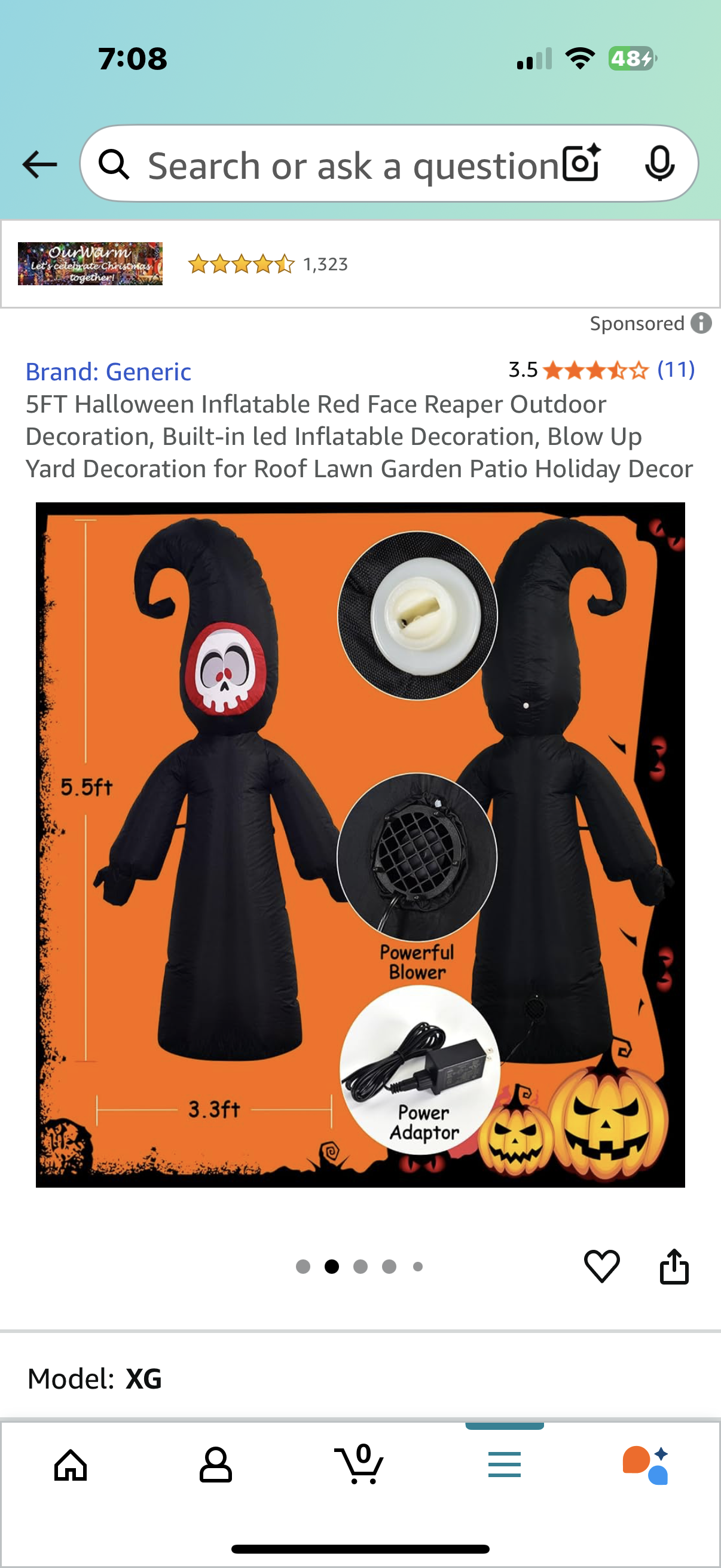5FT Halloween Inflatable Red Face Reaper Outdoor Decoration, Built-in led Inflatable Decoration, Blow Up Yard Decoration for Roof Lawn Garden Patio Holiday Decor