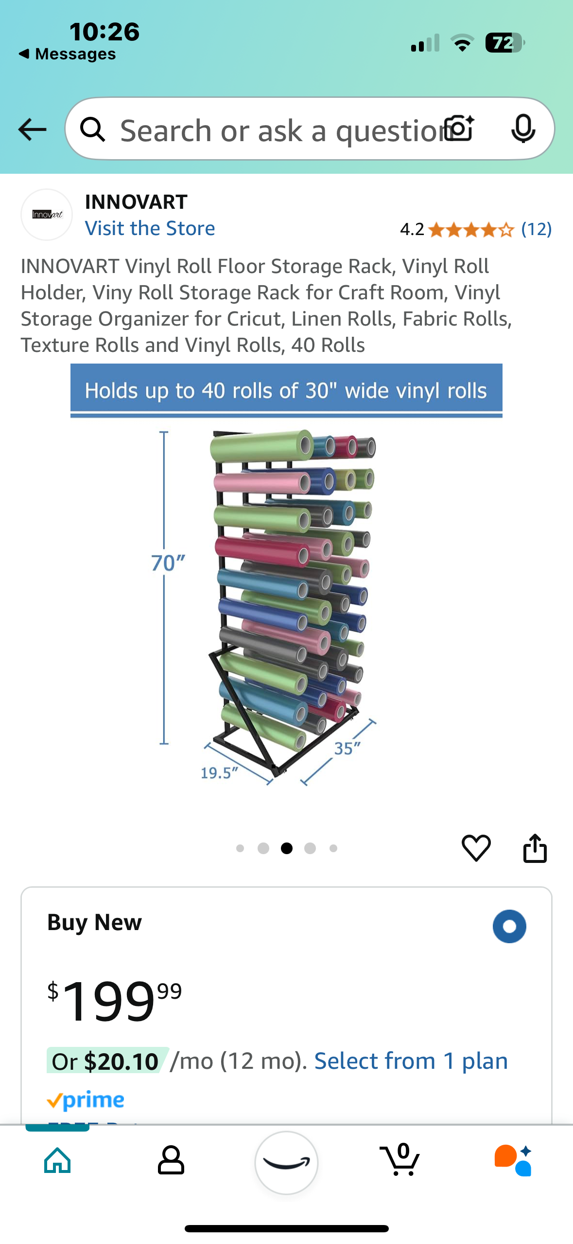 New - Vinyl Roll Storage Rack (O319)