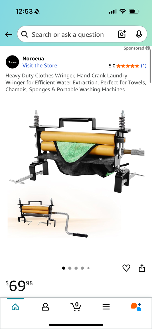 Heavy Duty Clothes Wringer, Hand Crank Laundry Wringer for Efficient Water Extraction, Perfect for Towels, Chamois, Sponges & Portable Washing Machines