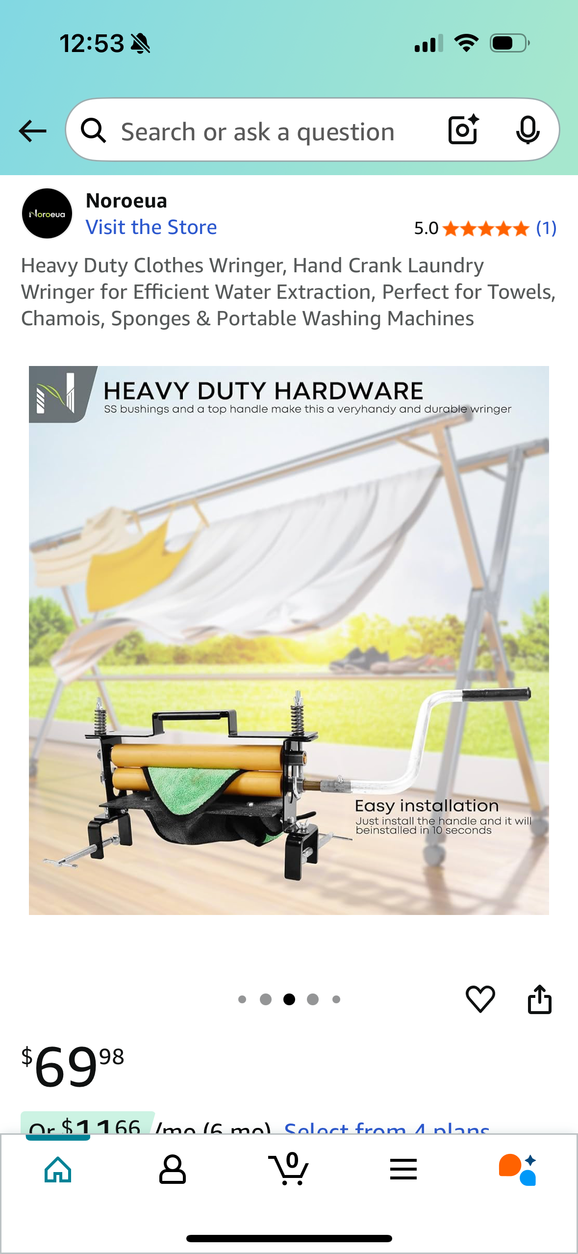 Heavy Duty Clothes Wringer, Hand Crank Laundry Wringer for Efficient Water Extraction, Perfect for Towels, Chamois, Sponges & Portable Washing Machines
