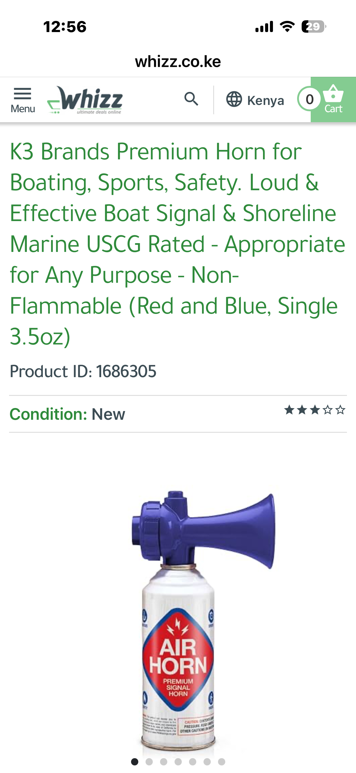 K3 Brands Premium Horn for Boating, Sports, Safety. Loud & Effective Boat Signal & Shoreline Marine USCG Rated - Appropriate for Any Purpose - Non-Flammable (Red and Blue, Single 3.5oz)