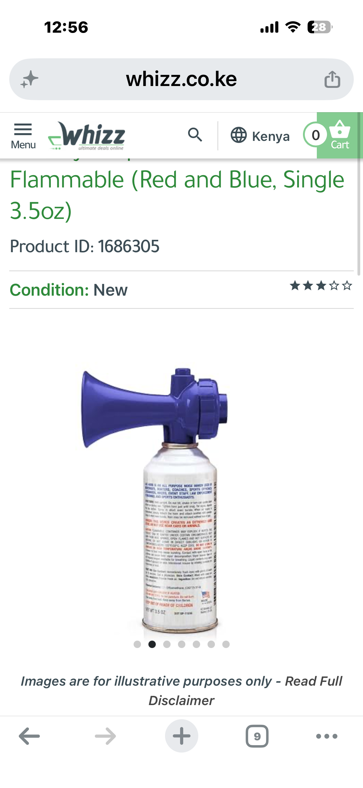 K3 Brands Premium Horn for Boating, Sports, Safety. Loud & Effective Boat Signal & Shoreline Marine USCG Rated - Appropriate for Any Purpose - Non-Flammable (Red and Blue, Single 3.5oz)