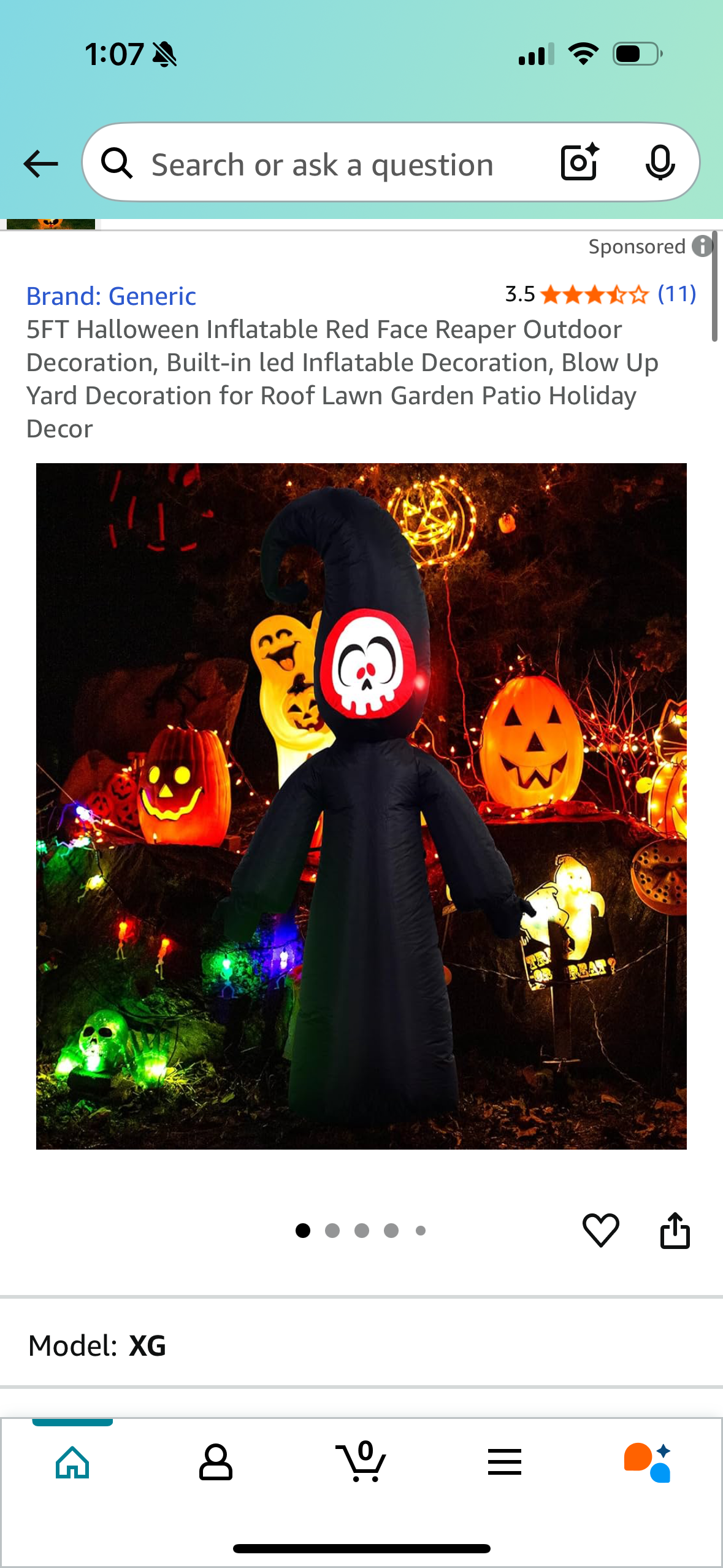 5FT Halloween Inflatable Red Face Reaper Outdoor Decoration, Built-in led Inflatable Decoration, Blow Up Yard Decoration for Roof Lawn Garden Patio Holiday Decor