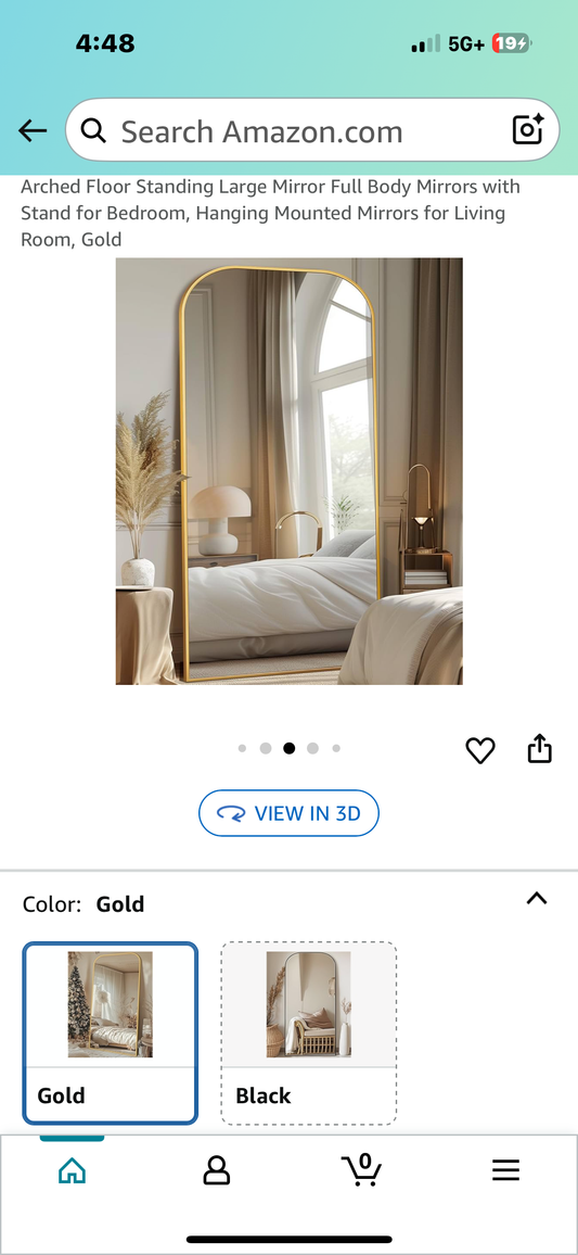 Antok 76"x34" Floor Mirror, Arched Full Body Standing Mirror for Bedroom & Living Room, Gold (M388)