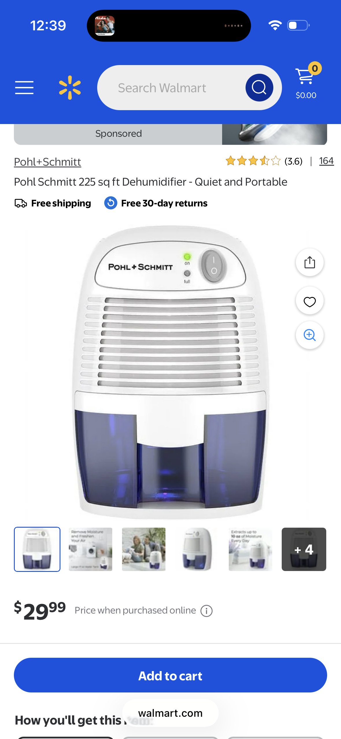 Pohl Schmitt 225 sq ft Dehumidifier - Quiet and Portable