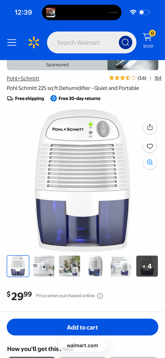 Pohl Schmitt 225 sq ft Dehumidifier - Quiet and Portable
