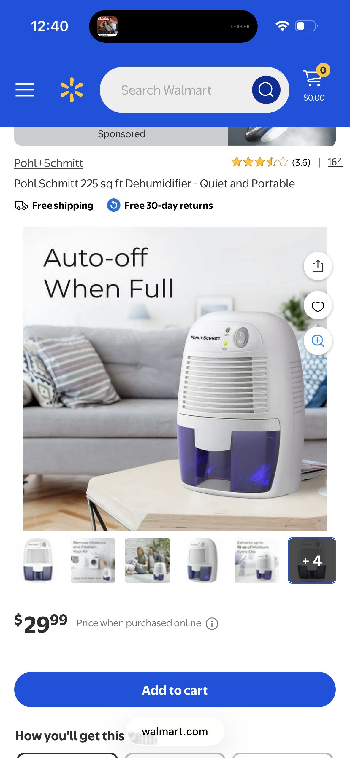 Pohl Schmitt 225 sq ft Dehumidifier - Quiet and Portable