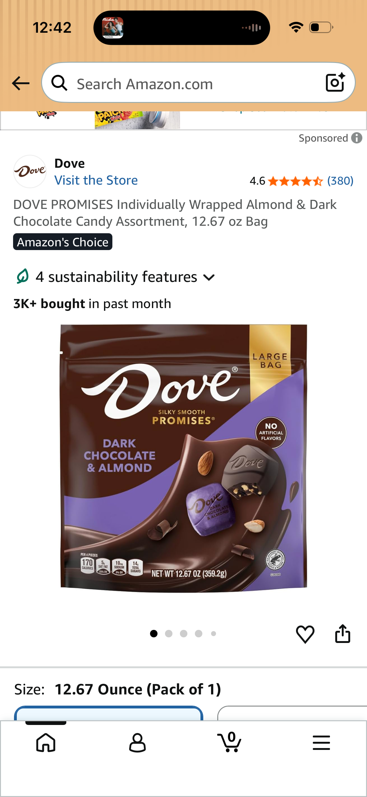 DOVE PROMISES Individually Wrapped Almond & Dark Chocolate Candy Assortment, 12.67 oz Bag (Best by 09/2026)