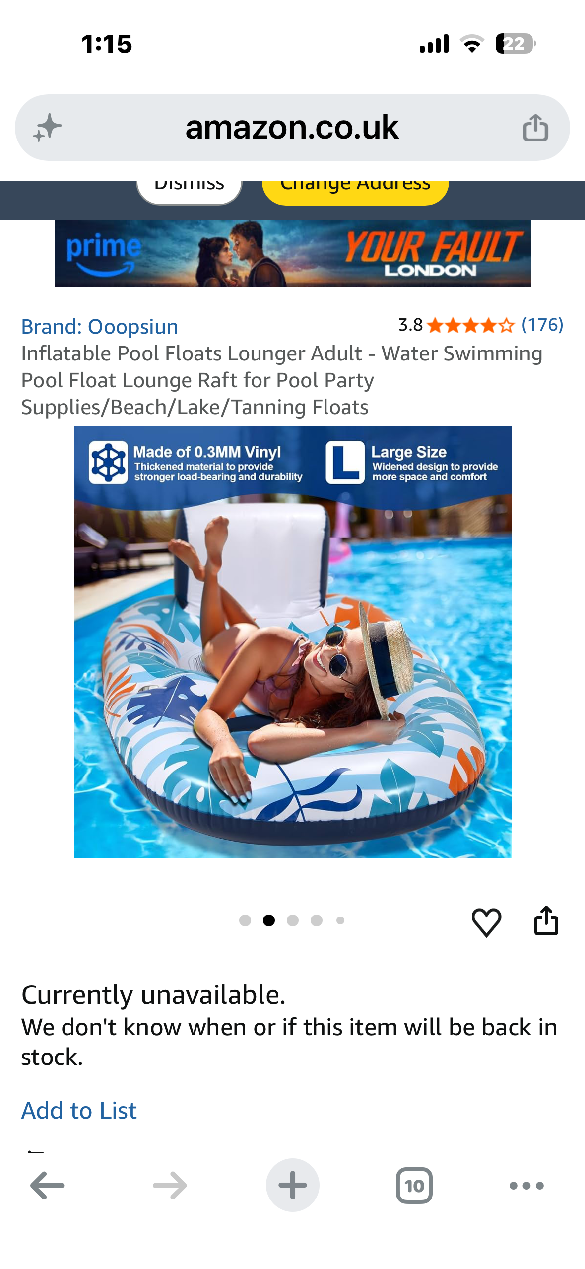 Inflatable Pool Floats Lounger Adult - Water Swimming Pool Float Lounge Raft for Pool Party Supplies/Beach/Lake/Tanning Floats
