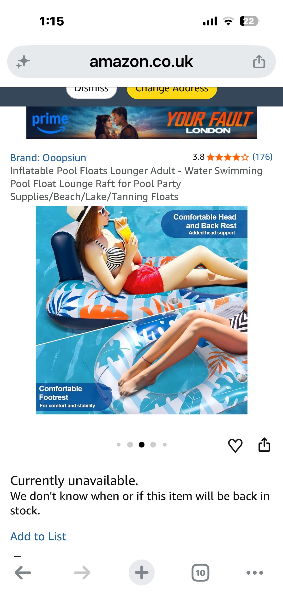Inflatable Pool Floats Lounger Adult - Water Swimming Pool Float Lounge Raft for Pool Party Supplies/Beach/Lake/Tanning Floats