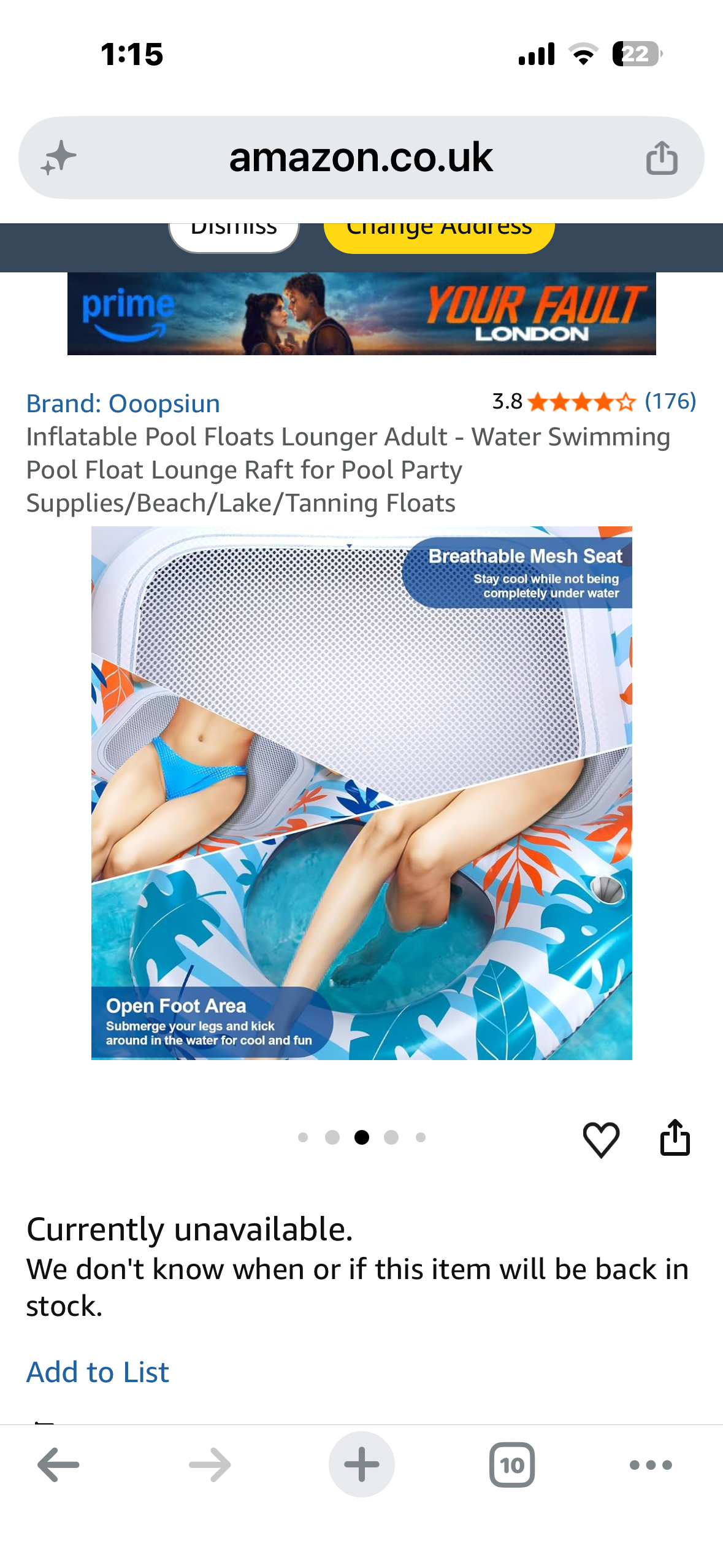 Inflatable Pool Floats Lounger Adult - Water Swimming Pool Float Lounge Raft for Pool Party Supplies/Beach/Lake/Tanning Floats