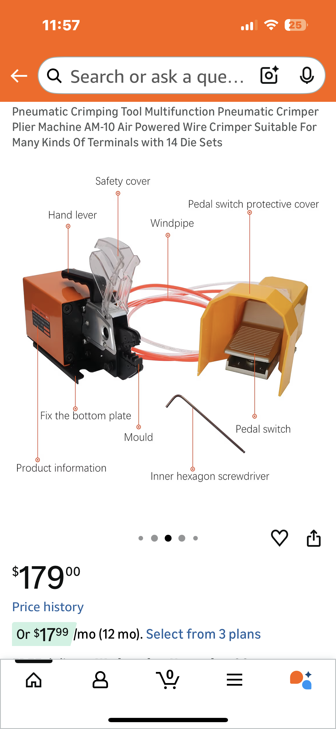 Pneumatic Crimping Tool Multifunction Pneumatic Crimper Plier Machine AM-10 Air Powered Wire Crimper Suitable For Many Kinds Of Terminals with 14 Die Sets (G932)