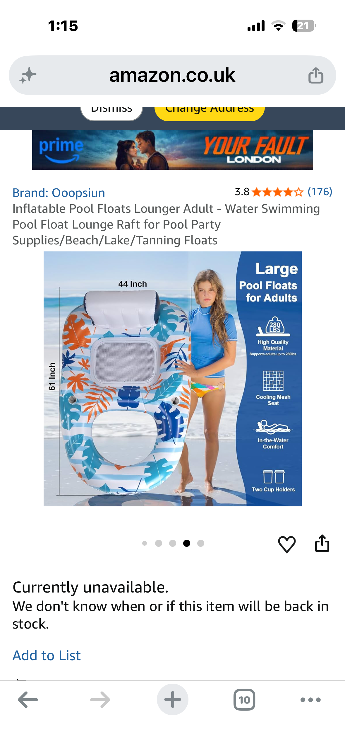 Inflatable Pool Floats Lounger Adult - Water Swimming Pool Float Lounge Raft for Pool Party Supplies/Beach/Lake/Tanning Floats