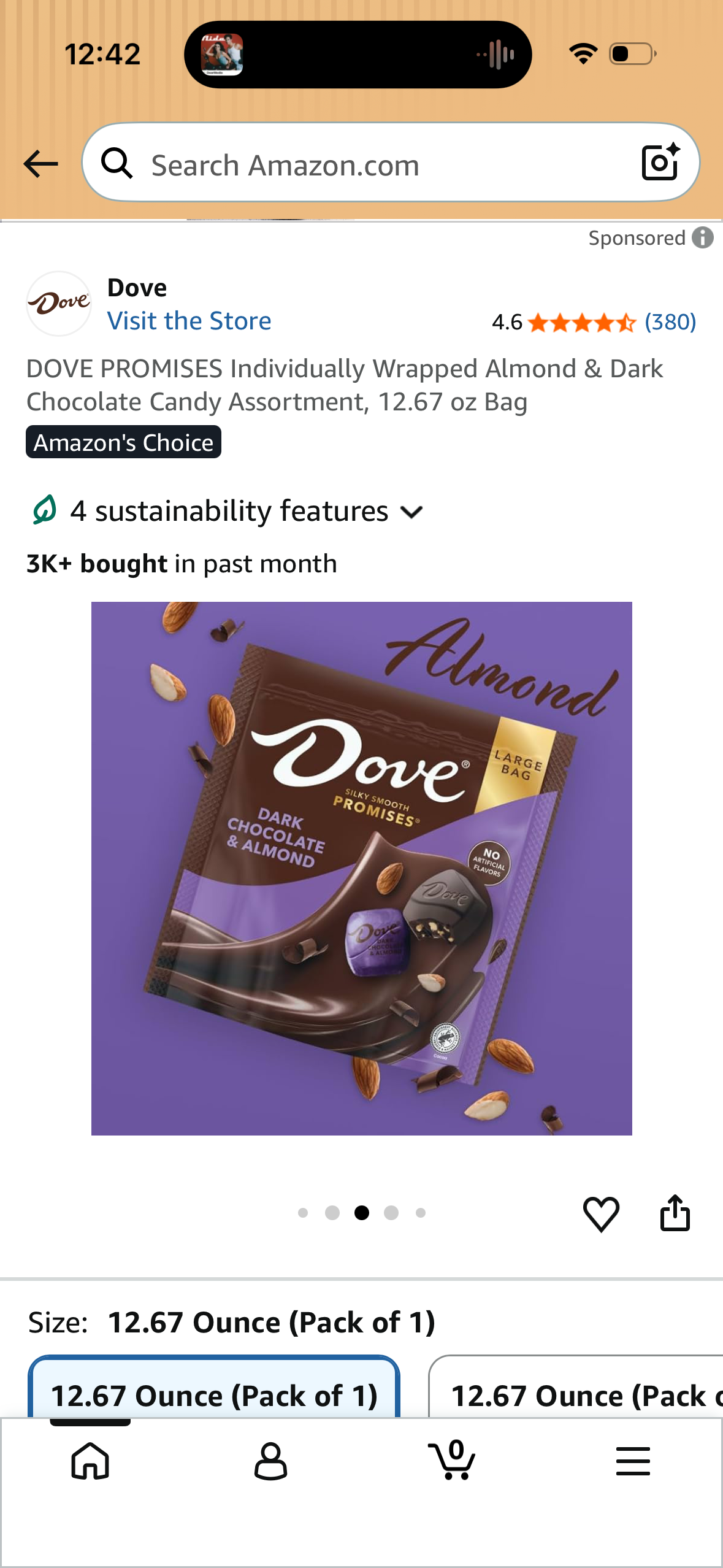 DOVE PROMISES Individually Wrapped Almond & Dark Chocolate Candy Assortment, 12.67 oz Bag (Best by 09/2026)