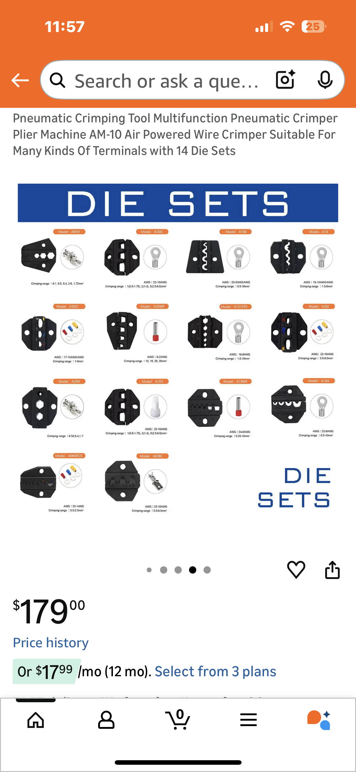 Pneumatic Crimping Tool Multifunction Pneumatic Crimper Plier Machine AM-10 Air Powered Wire Crimper Suitable For Many Kinds Of Terminals with 14 Die Sets (G932)