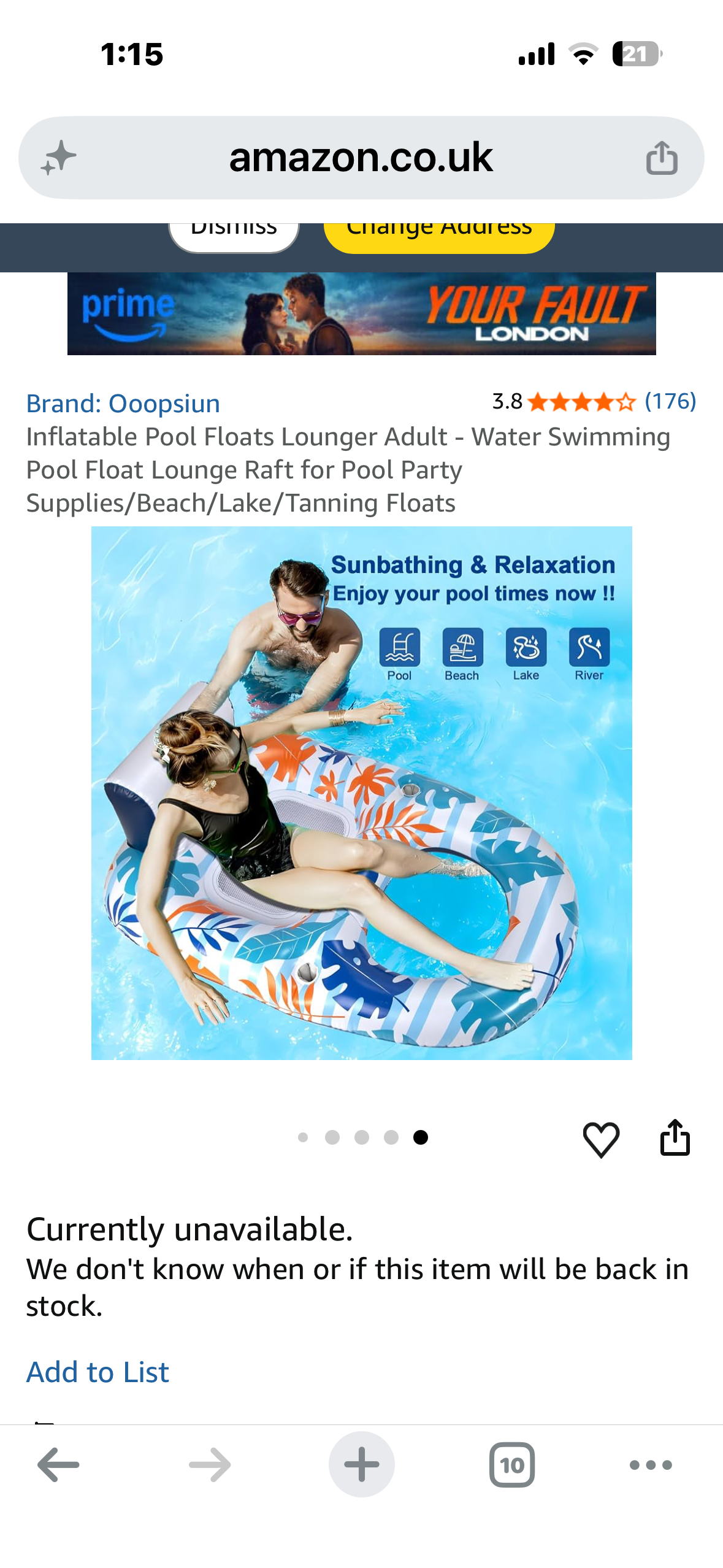 Inflatable Pool Floats Lounger Adult - Water Swimming Pool Float Lounge Raft for Pool Party Supplies/Beach/Lake/Tanning Floats