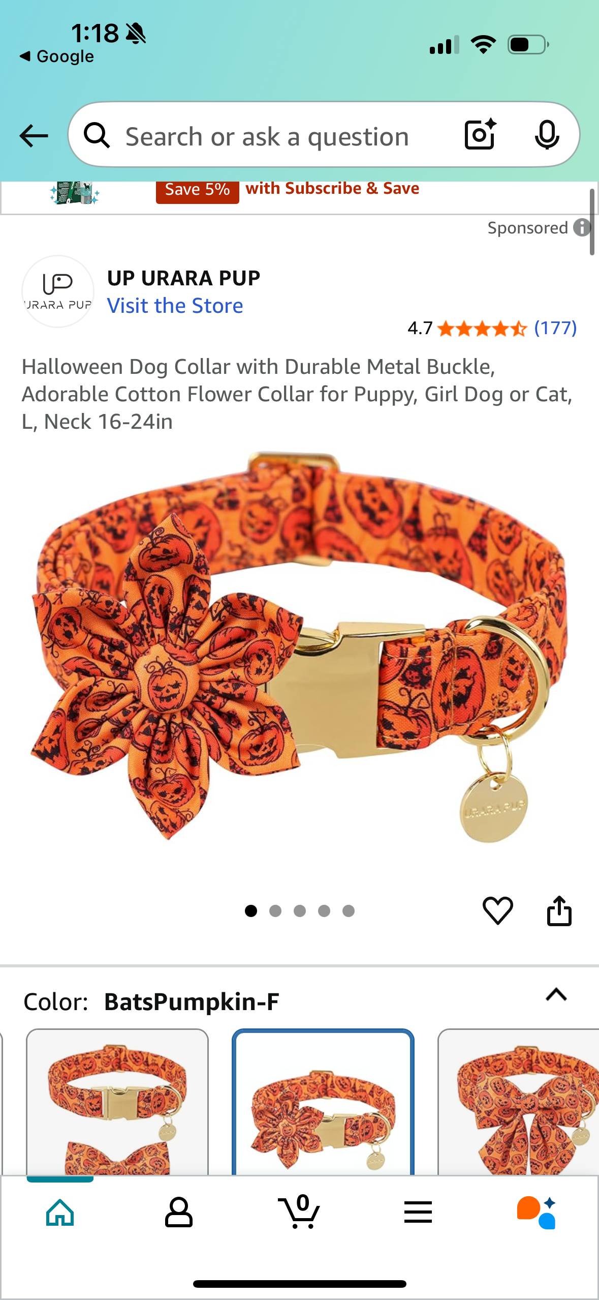 Halloween Dog Collar with Durable Metal Buckle, Adorable Cotton Flower Collar for Puppy, Girl Dog or Cat, L, Neck 16-24in