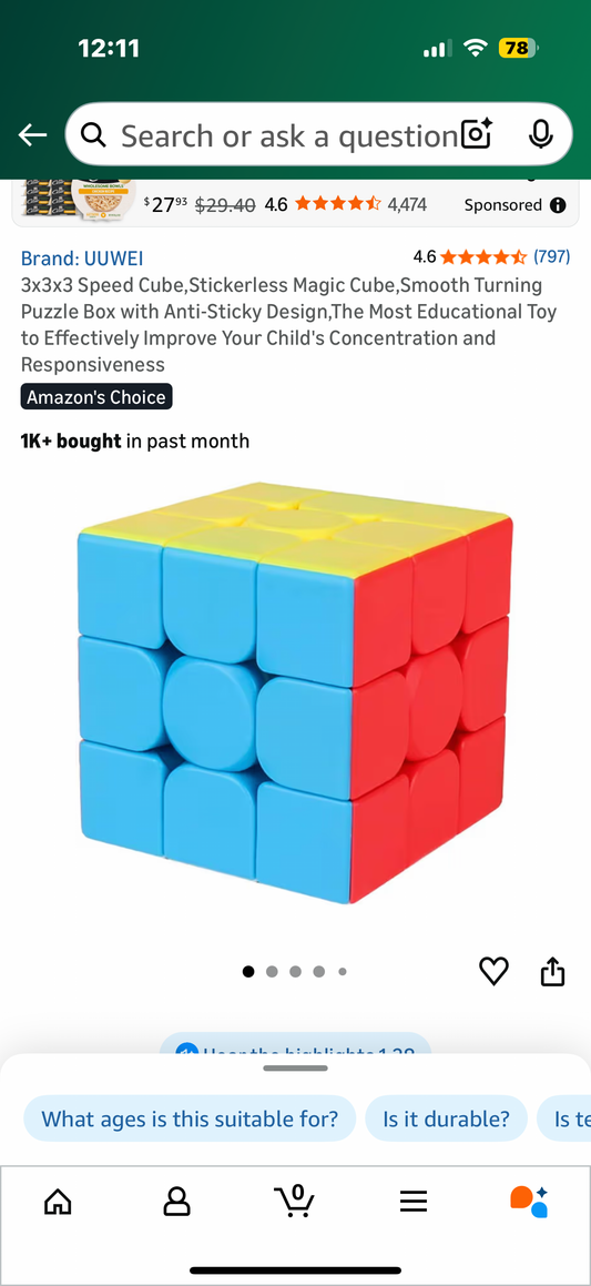 ‼️2 for $3‼️3x3x3 Speed Cube,Stickerless Magic Cube,Smooth Turning Puzzle Box with Anti-Sticky Design,The Most Educational Toy to Effectively Improve Your Child's Concentration and Responsiveness