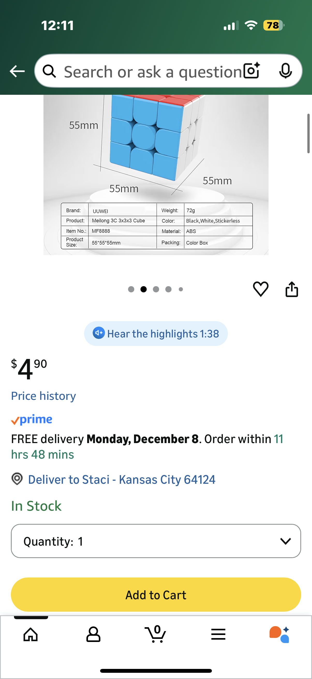 ‼️2 for $3‼️3x3x3 Speed Cube,Stickerless Magic Cube,Smooth Turning Puzzle Box with Anti-Sticky Design,The Most Educational Toy to Effectively Improve Your Child's Concentration and Responsiveness