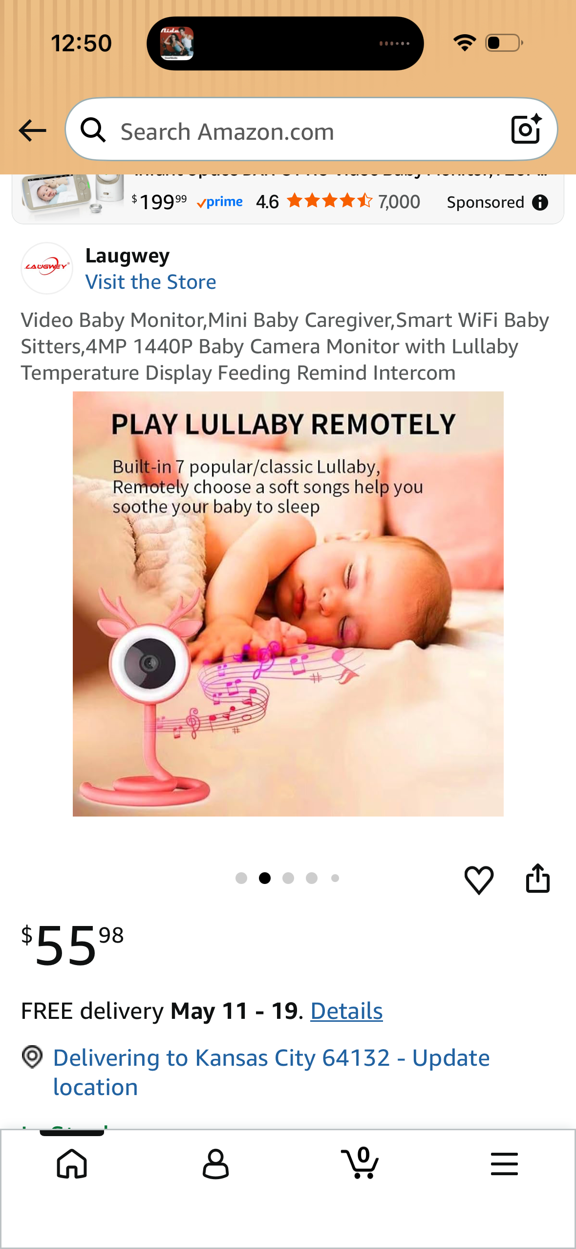 Video Baby Monitor,Mini Baby Caregiver,Smart WiFi Baby Sitters,4MP 1440P Baby Camera Monitor with Lullaby Temperature Display Feeding Remind Intercom
