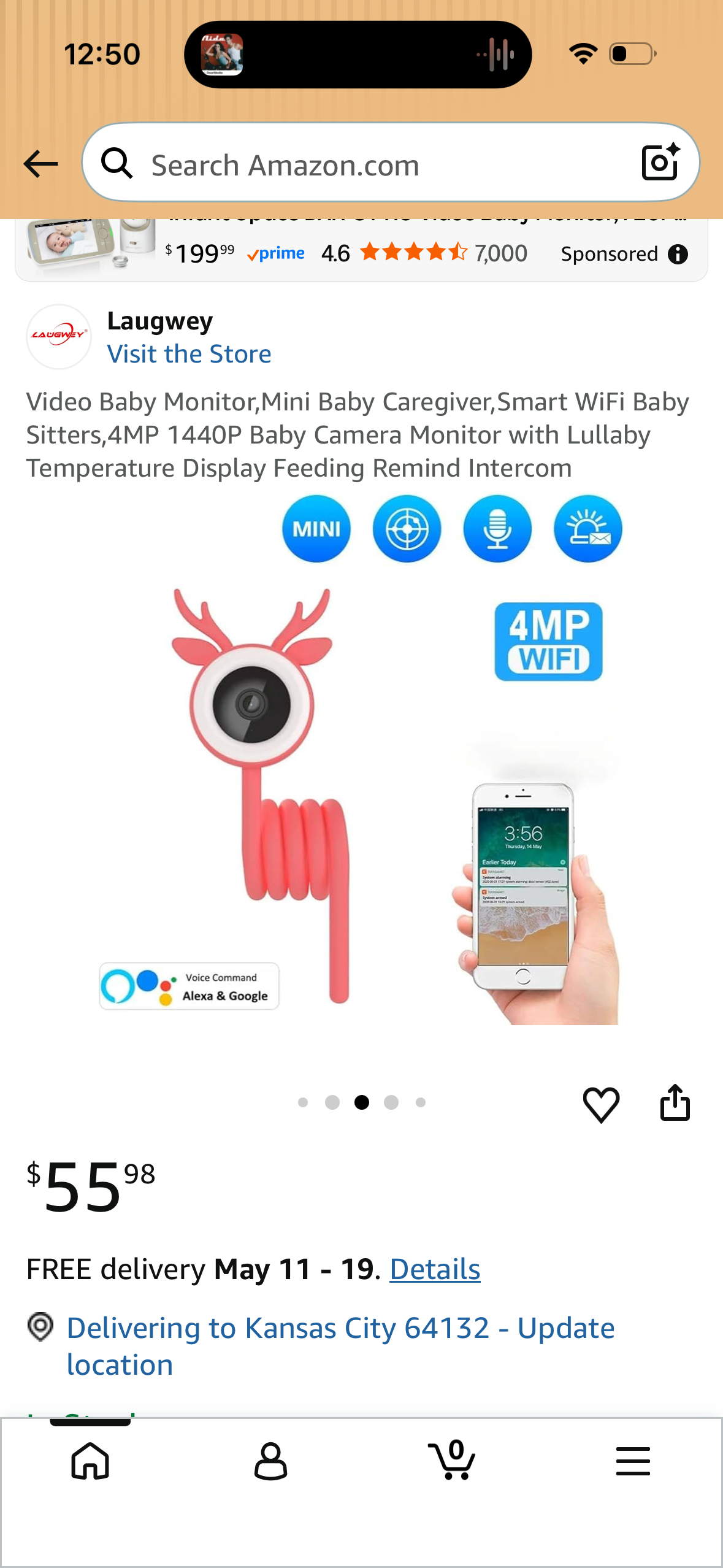 Video Baby Monitor,Mini Baby Caregiver,Smart WiFi Baby Sitters,4MP 1440P Baby Camera Monitor with Lullaby Temperature Display Feeding Remind Intercom
