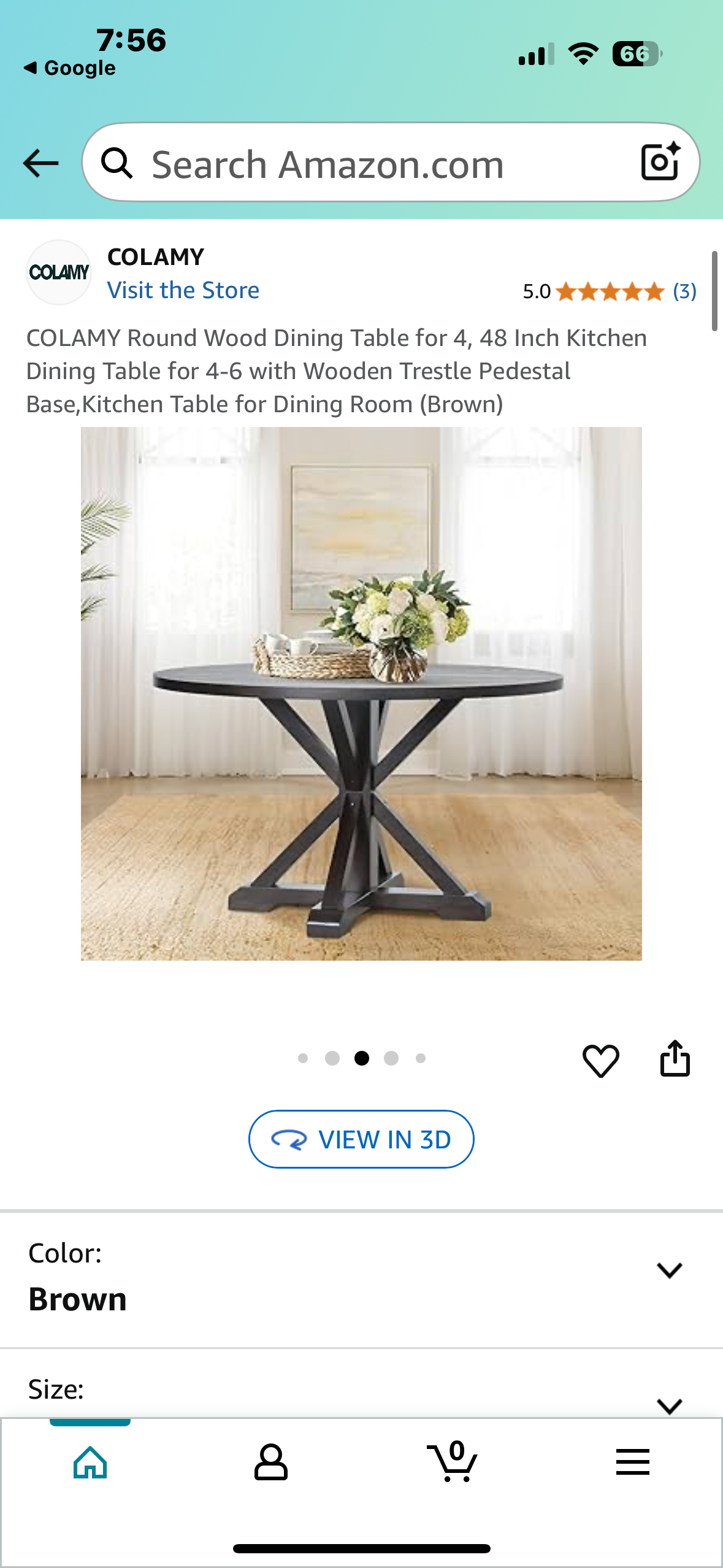 COLAMY Round Wood Dining Table for 4, 48 Inch Kitchen Dining Table for 4-6 with Wooden Trestle Pedestal Base, Kitchen Table for Dining Room (Brown) L995)