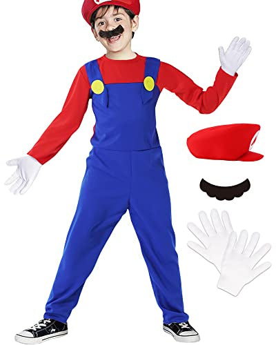 Boy's Super Mario Brothers Costume with Accessories (Size Small)