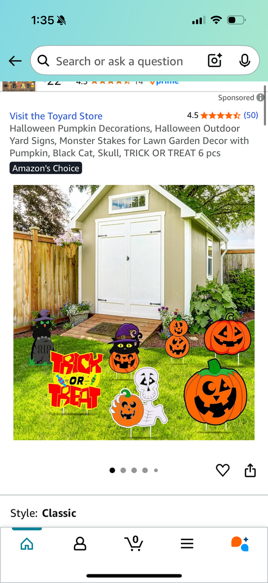 Halloween Pumpkin Decorations, Halloween Outdoor Yard Signs, Monster Stakes for Lawn Garden Decor with Pumpkin, Black Cat, Skull, TRICK OR TREAT 6 pcs