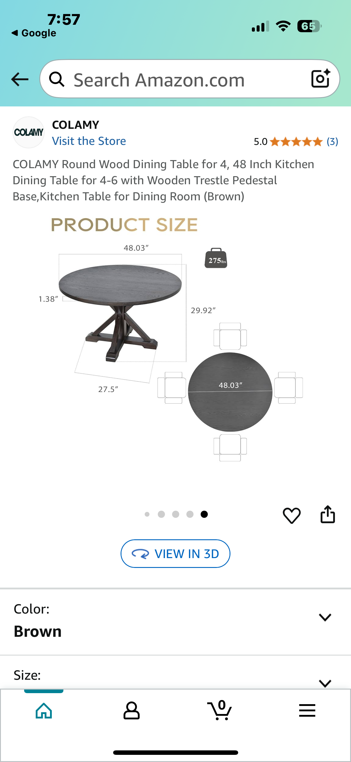 COLAMY Round Wood Dining Table for 4, 48 Inch Kitchen Dining Table for 4-6 with Wooden Trestle Pedestal Base, Kitchen Table for Dining Room (Brown) L995)