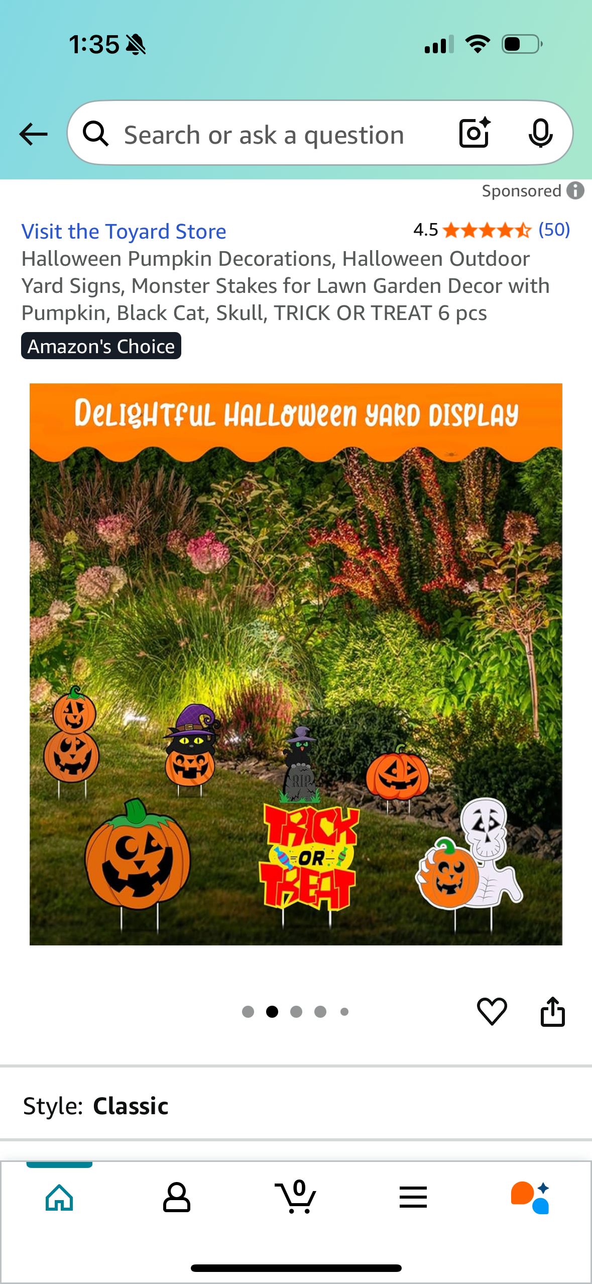 Halloween Pumpkin Decorations, Halloween Outdoor Yard Signs, Monster Stakes for Lawn Garden Decor with Pumpkin, Black Cat, Skull, TRICK OR TREAT 6 pcs