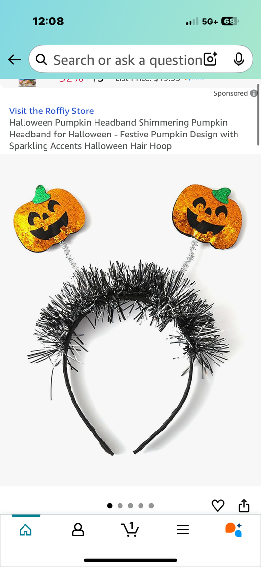 Halloween Pumpkin Headband Shimmering Pumpkin Headband for Halloween - Festive Pumpkin Design with Sparkling Accents Halloween Hair Hoop