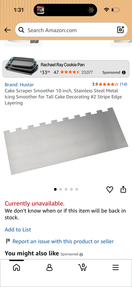 Cake Scraper Smoother 10 inch, Stainless Steel Metal Icing Smoother for Tall Cake Decorating #2 Stripe Edge Layering